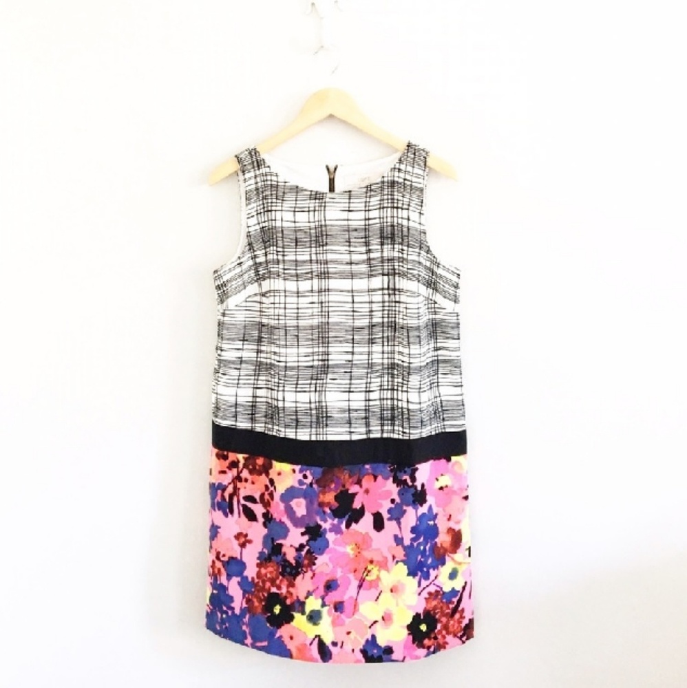 Ann Taylor LOFT Mod Floral and Plaid Dress